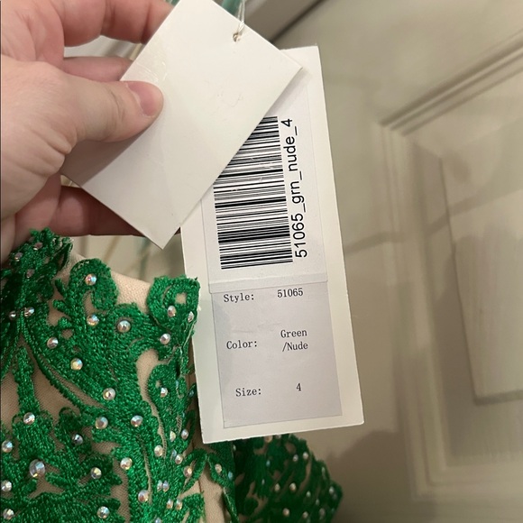 Green and Cream Strapless Gown - Picture 6 of 6